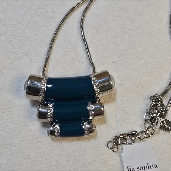 Lia Sophia Queue Turquoise‎ Enamel Jeweled Mandarin Necklace New - Picture 1 of 6